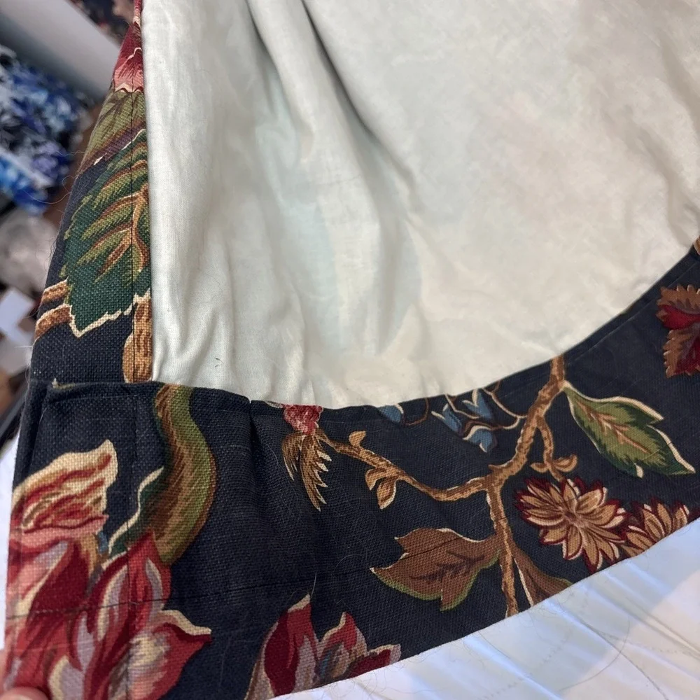 Custom‎ Jay Yang Cotton Floral Fabric Curtain Panels (2) Modern Farmhouse 35x84